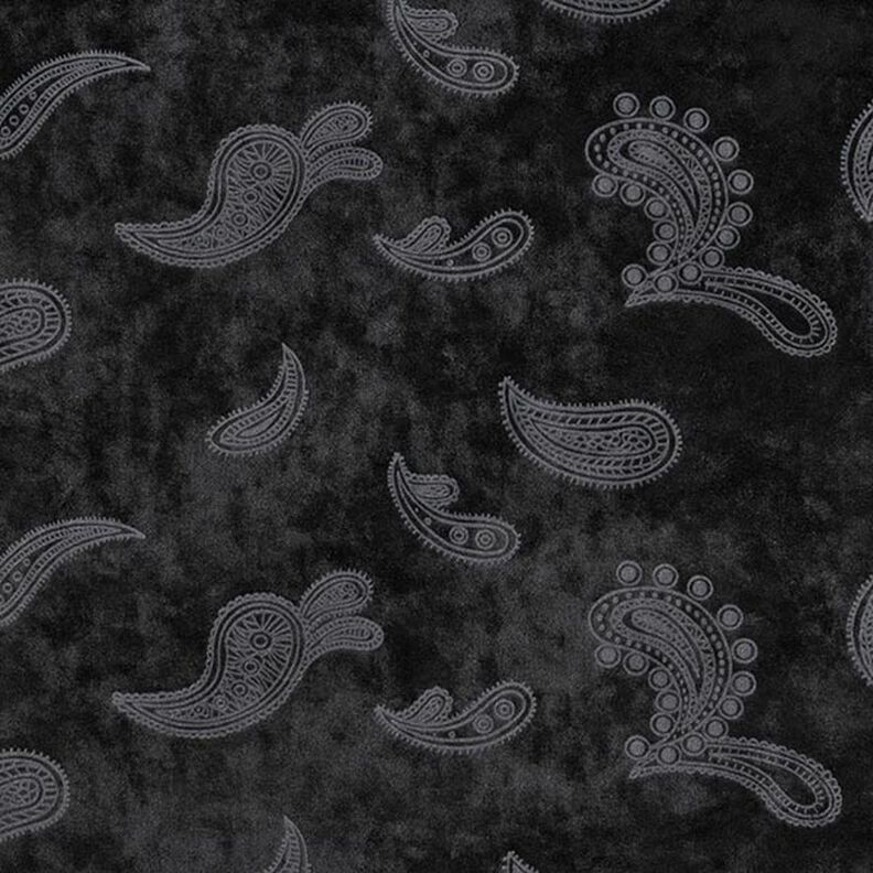 Welur aksamit wzór paisley – czerń,  image number 1