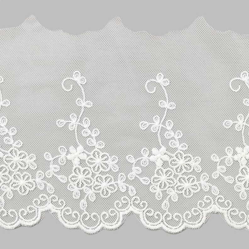 Koronka tiulowa Kwiat (120 mm) – biel,  image number 1