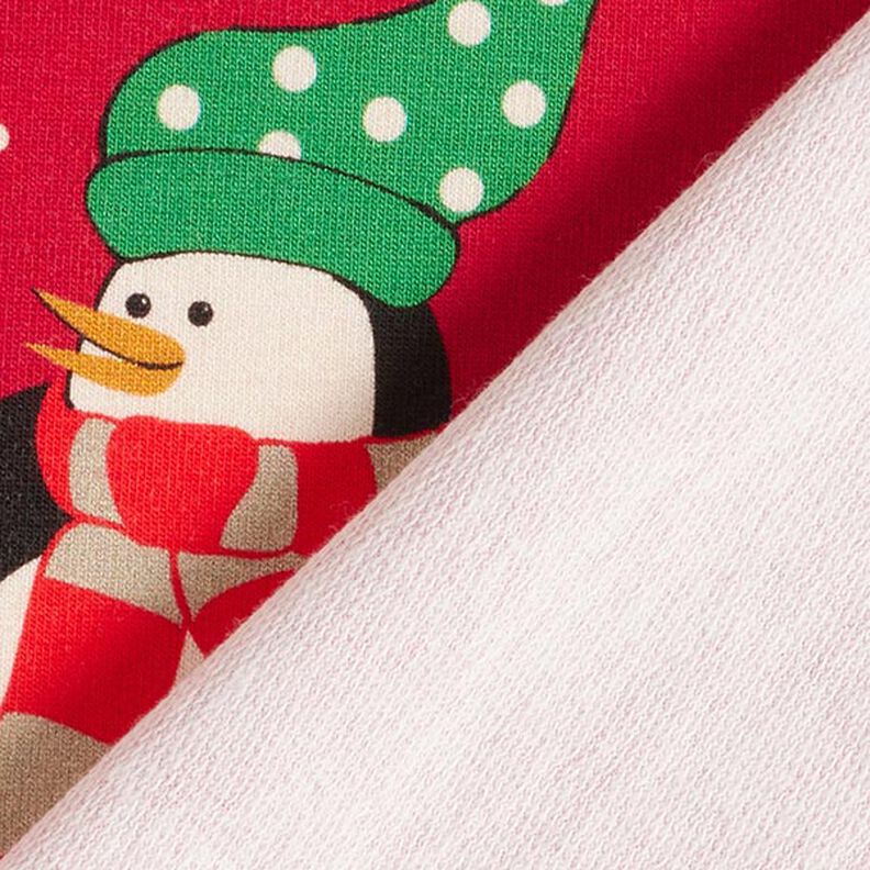 Panel Dzianina dresowa pętelkowa French Terry pingwin w śniegu – czerwień,  image number 4