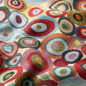 Tkanin dekoracyjna Gobelin kolorowe kółka – jasnobeżowy/czerwień karminowa, 