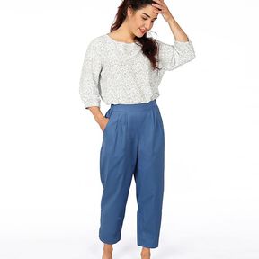 KOBIETA GUSTA spodnie egg-shape z zakładkami na gumce w pasie | Studio Przycięcie na wymiar | XS-XXL, 