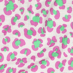 Muślin / Tkanina double crinkle kolorowa panterka | Poppy Fabrics – kość słoniowa/jasna zieleń, 