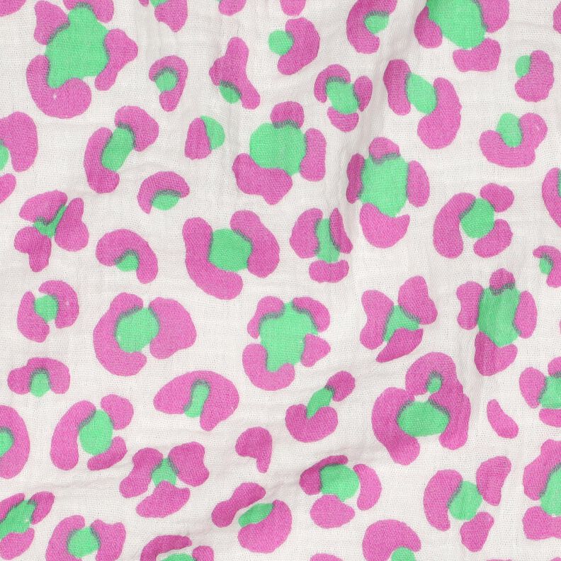 Muślin / Tkanina double crinkle kolorowa panterka | Poppy Fabrics – kość słoniowa/jasna zieleń, image number 2