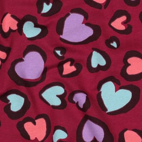 Dzianina dresowa drapana kolorowe serca | Poppy Fabrics – malinowy, 