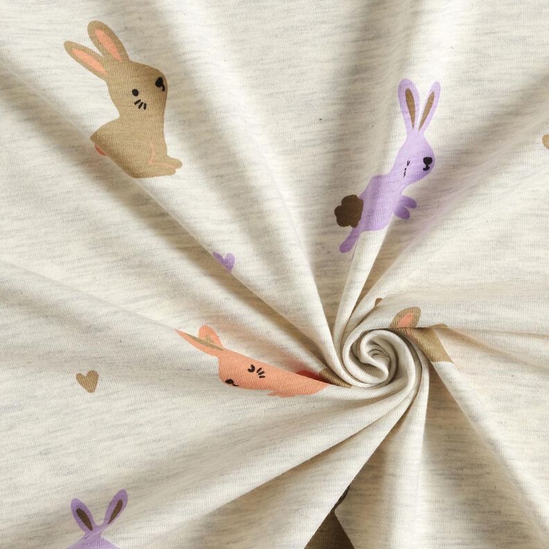 Dżersej bawełniany zajączki i serca | Poppy Fabrics – mleczna biel,  image number 3