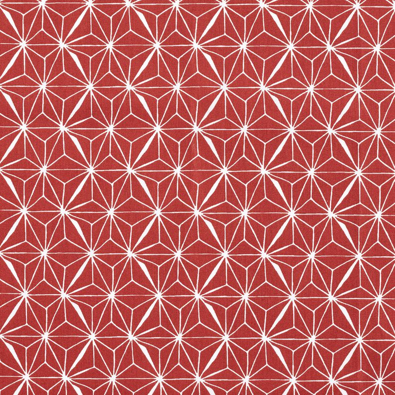 Bawełna powlekana graficzne gwiazdy – czerwień karminowa/biel,  image number 1