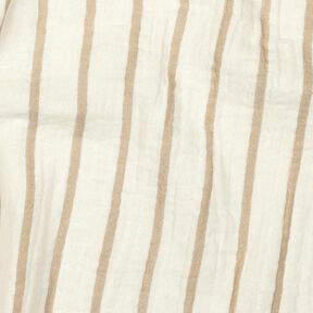 Muślin / Tkanina double crinkle paski z barwionej przędzy  | Poppy Fabrics – migdałowy/mleczna biel, 