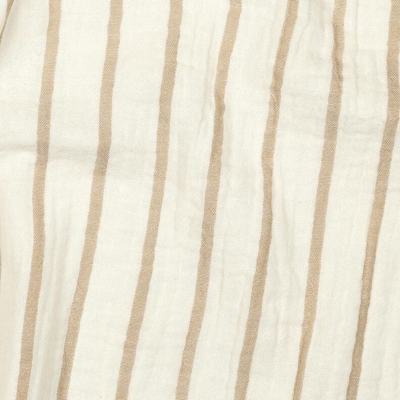 Muślin / Tkanina double crinkle paski z barwionej przędzy | Poppy Fabrics – migdałowy/mleczna biel, image number 2