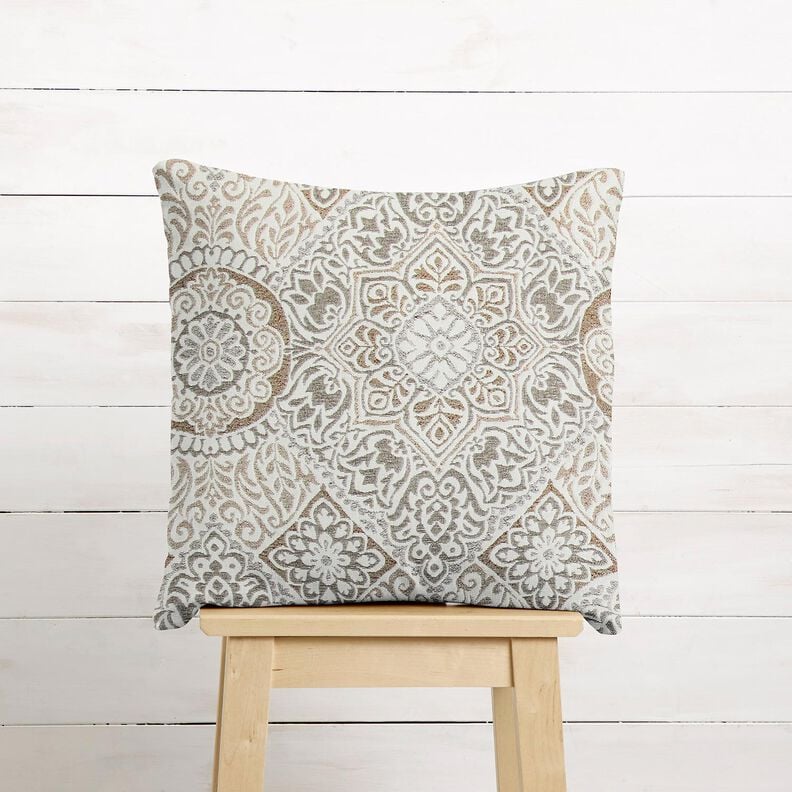 Tkanin dekoracyjna Żakard eleganckie kafelki – zawilec/jasnobeżowy,  image number 6