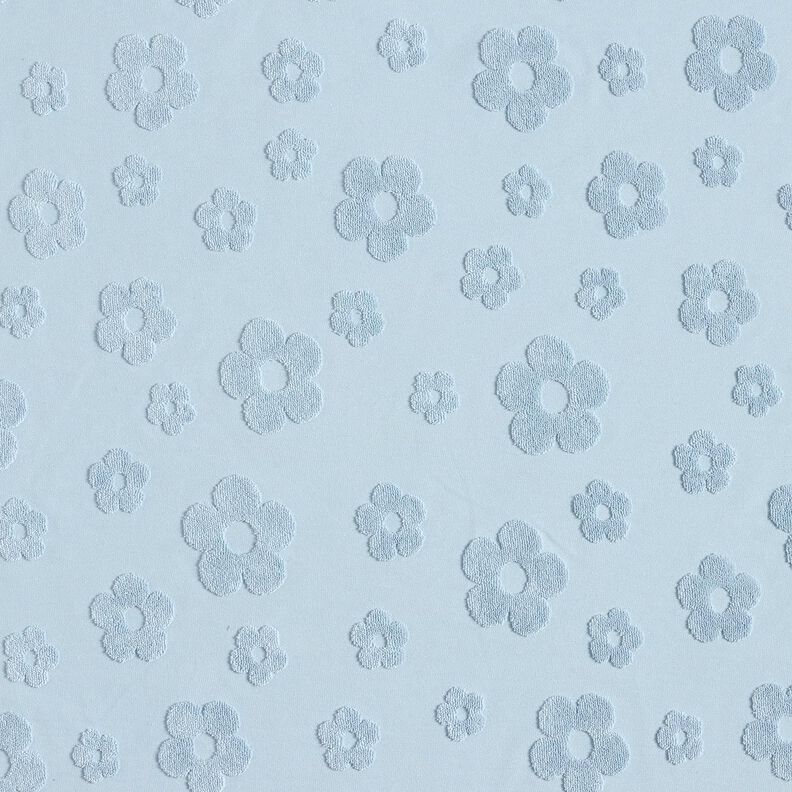 Dzianina frotte kwiaty – srebrny niebieski, image number 1