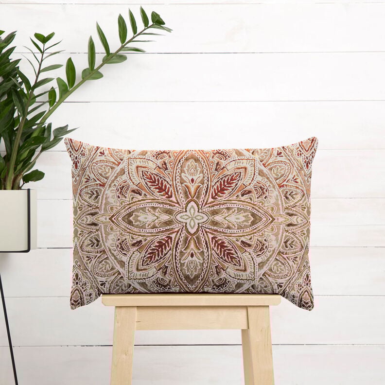 Tkanin dekoracyjna Gobelin delikatna mandala – mleczna biel/brąz,  image number 6
