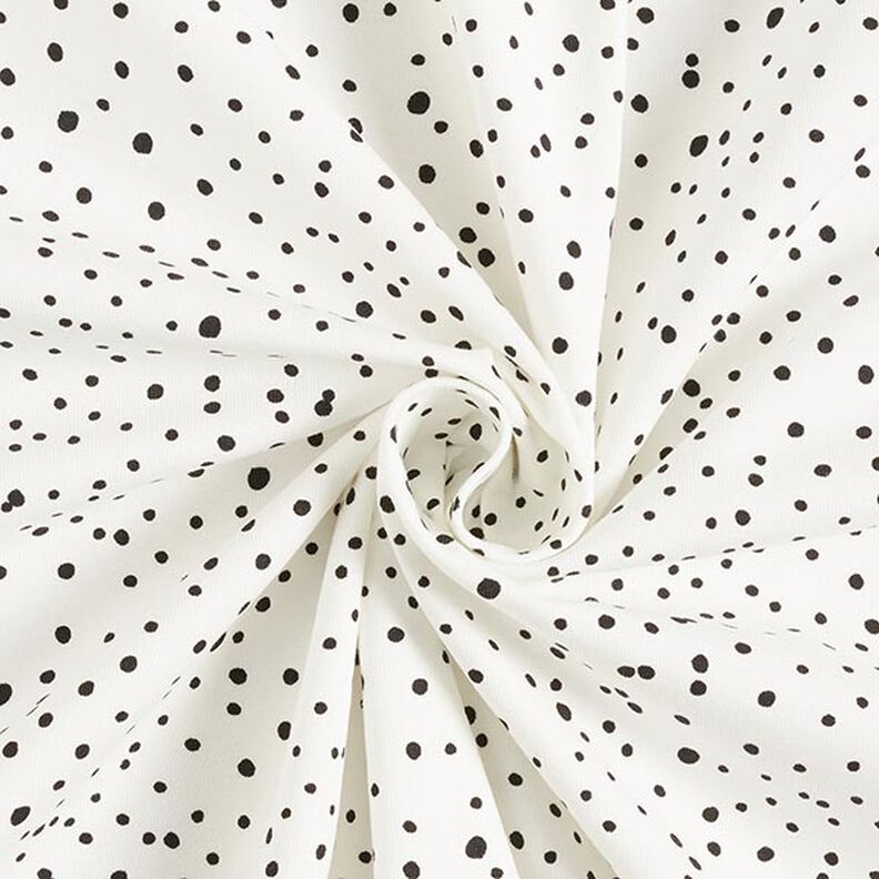 Dżersej bawełniany w nieregularne kropki – biel,  image number 3