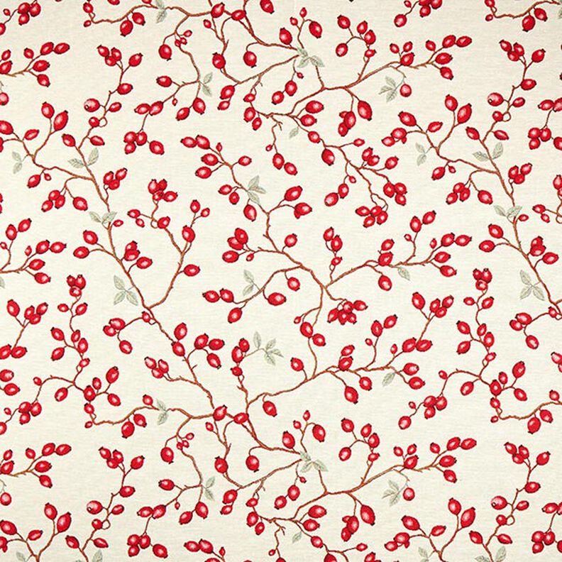 Tkanin dekoracyjna Gobelin dzikie róże – jasnobeżowy/czerwień,  image number 1
