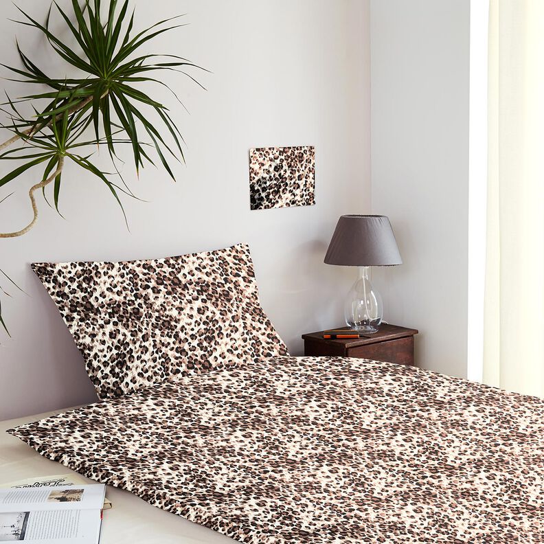 Tkanina bawełniana Kreton centki lamparta &ndash; jasnobeżowy/czerń,  image number 6