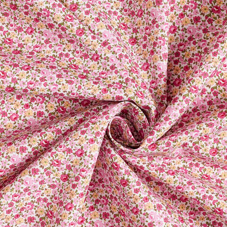 Popelina bawełniana wzór millefleur – biel/róż, image number 3