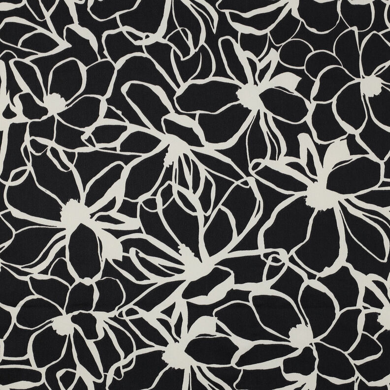 Satyna bawełniana Magnolia | Nerida Hansen – czerń/mleczna biel,  image number 1