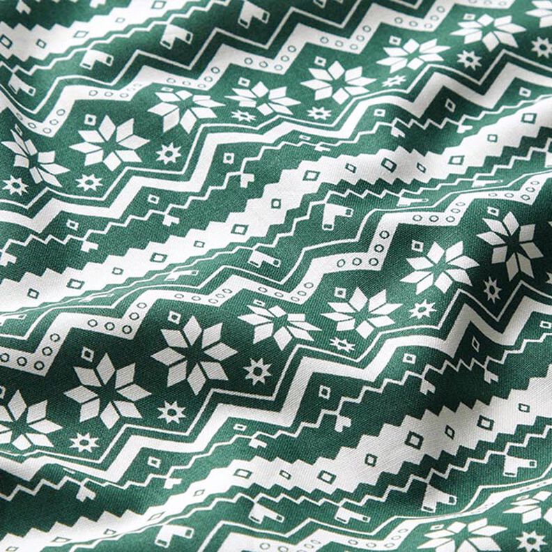 Tkanina bawełniana Popelina wzór norweski – zielony jodłowy,  image number 2