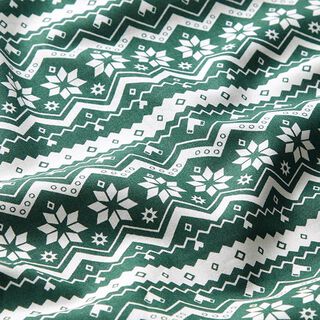 Tkanina bawełniana Popelina wzór norweski – zielony jodłowy, 