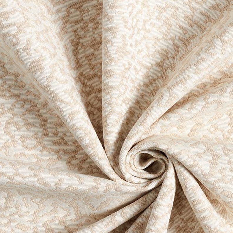 Tkanina meblowa żakardowa, abstrakcyjny duży wzór panterki – krem/beż,  image number 3