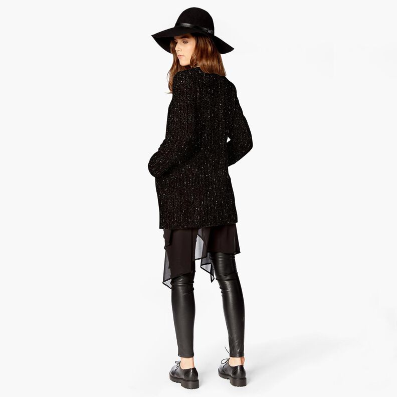 Szenila Dzianina żakardowa połysk – czerń/stare srebro metaliczny,  image number 4