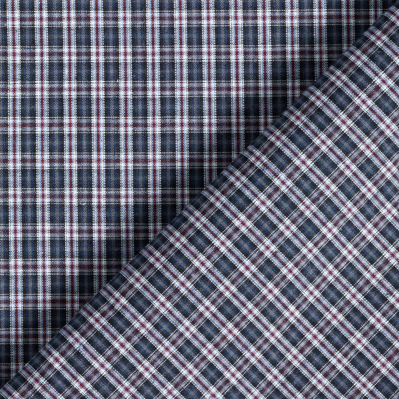 Tkanina koszulowa w podwójną kratę – granat/bordo, image number 4