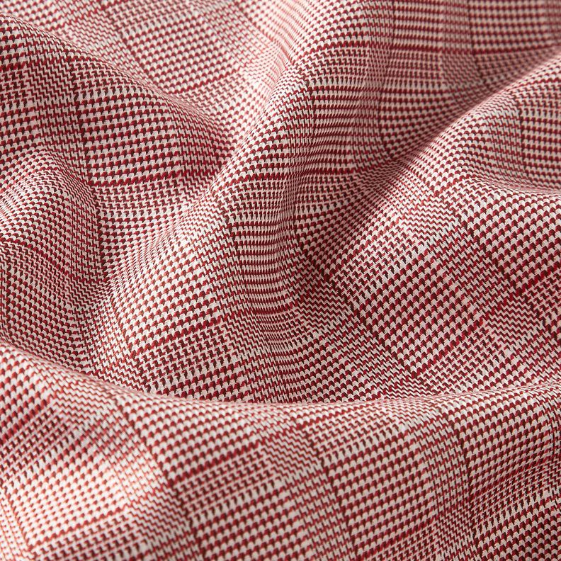 Mieszanka bawełny w kratę glencheck – biel/burgund,  image number 2