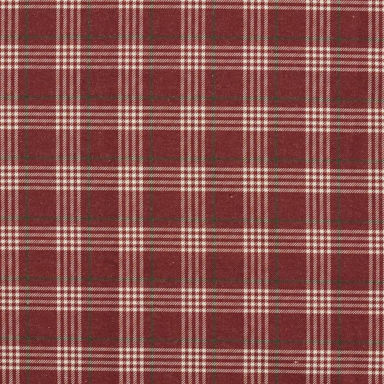 Tkanin dekoracyjna Half panama klasyczna krata – burgund/naturalny, image number 1