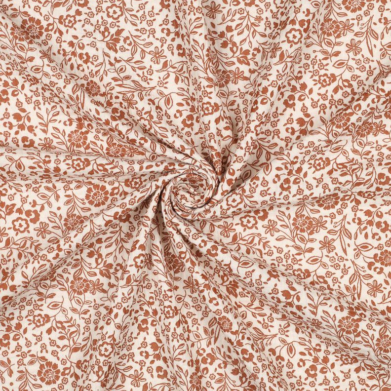 Muślin / Tkanina double crinkle dwukolorowe kwiaty  | Poppy Fabrics – jasnobeżowy/karmelka,  image number 3