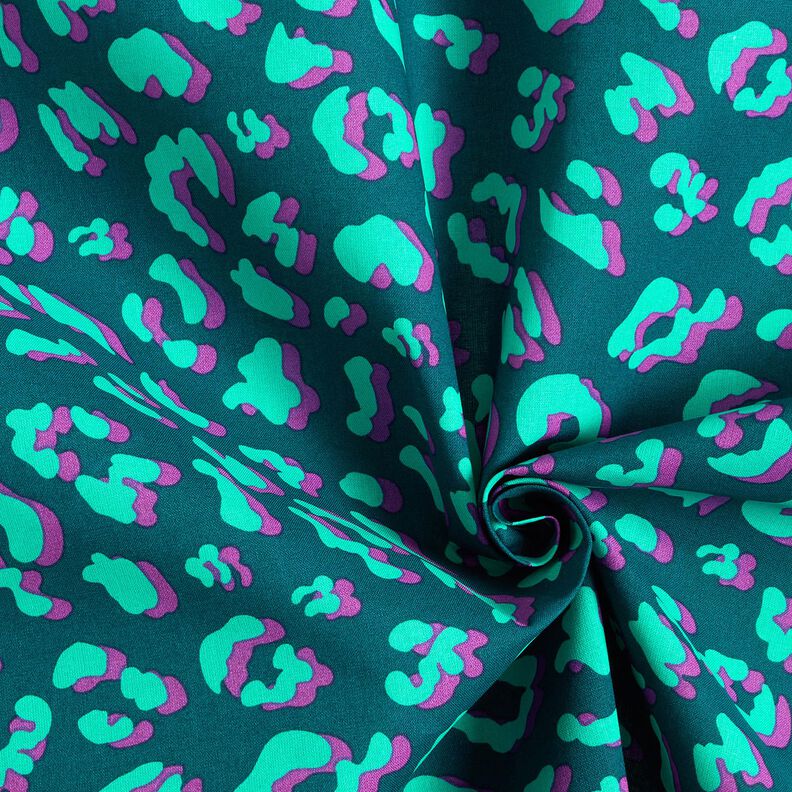 Bawełna powlekana abstrakcyjna panterka | Poppy Fabrics – petrol/lilia, image number 3