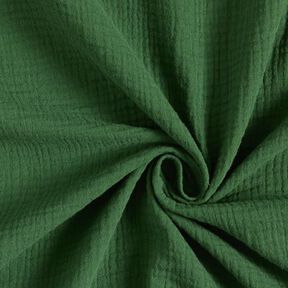GOTS Muślin / Tkanina double crinkle | Tula – ciemna zieleń, 