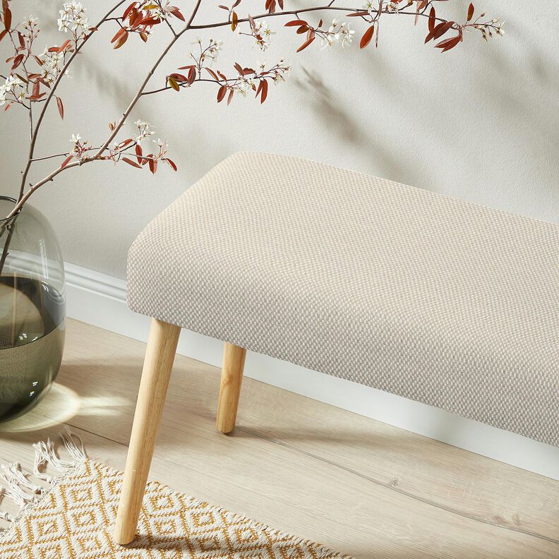 Tkanin dekoracyjna Żakard wz&oacute;r w drobną kratkę &ndash; naturalny,  image number 4