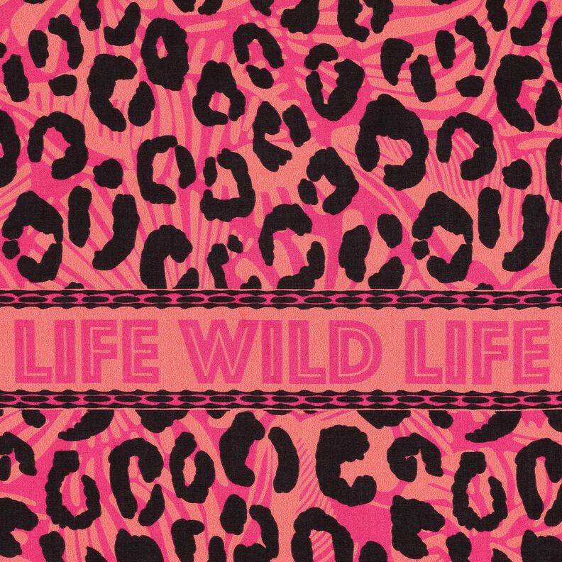 Wiskoza Woal Bordiura ze wzorem panterki i kwiatów Panel – pink/pomarańcza,  image number 6