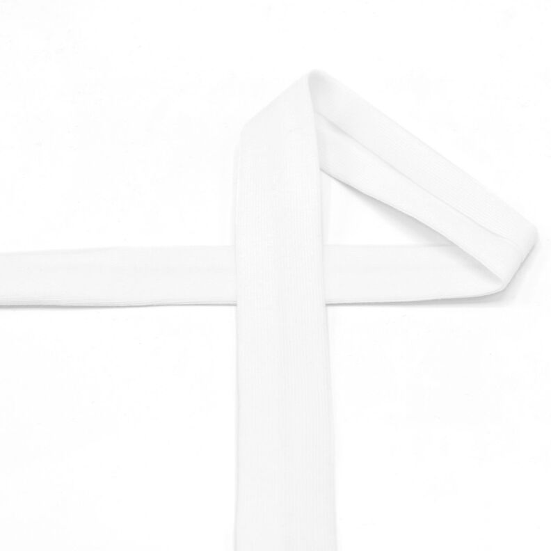 Taśma skośna Dżersej bawełniany [20 mm] – biel,  image number 2