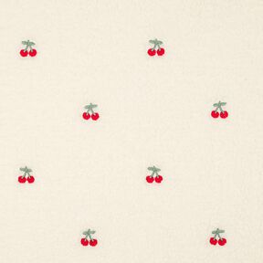Puszysty plusz haftowane wiśnie | Poppy Fabrics – kość słoniowa/chili, 