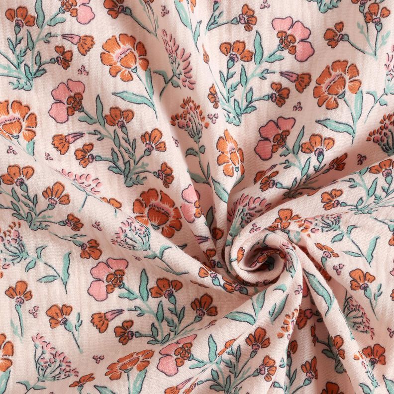 Muślin / Tkanina double crinkle ukwiecona łąka | Poppy Fabrics – różowy,  image number 3