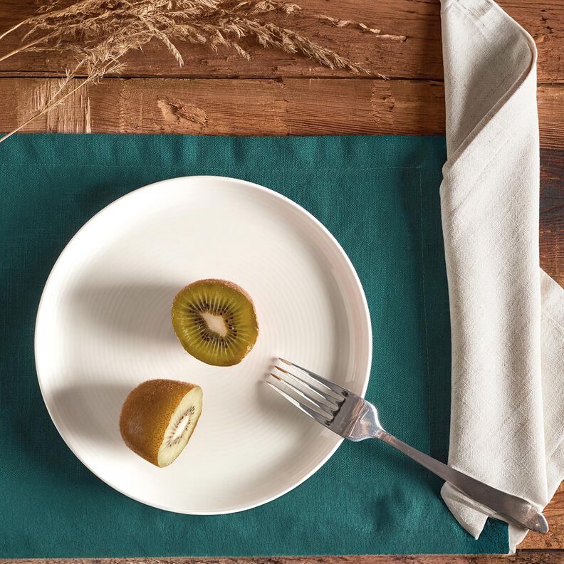 Tkanina lniana mieszanka ramii, średnia – zieleń trzcinowa,  image number 7