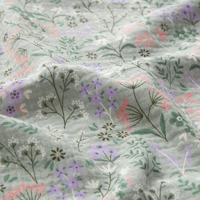 GOTS Muślin / Tkanina double crinkle wiosenna łąka kwiatowa | Poppy Fabrics – zieleń trzcinowa, 