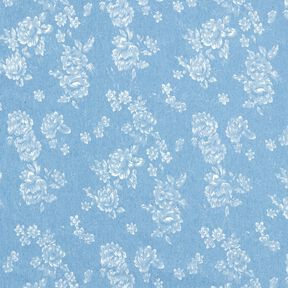 Chambray małe róże – jasnoniebieski/mleczna biel, 