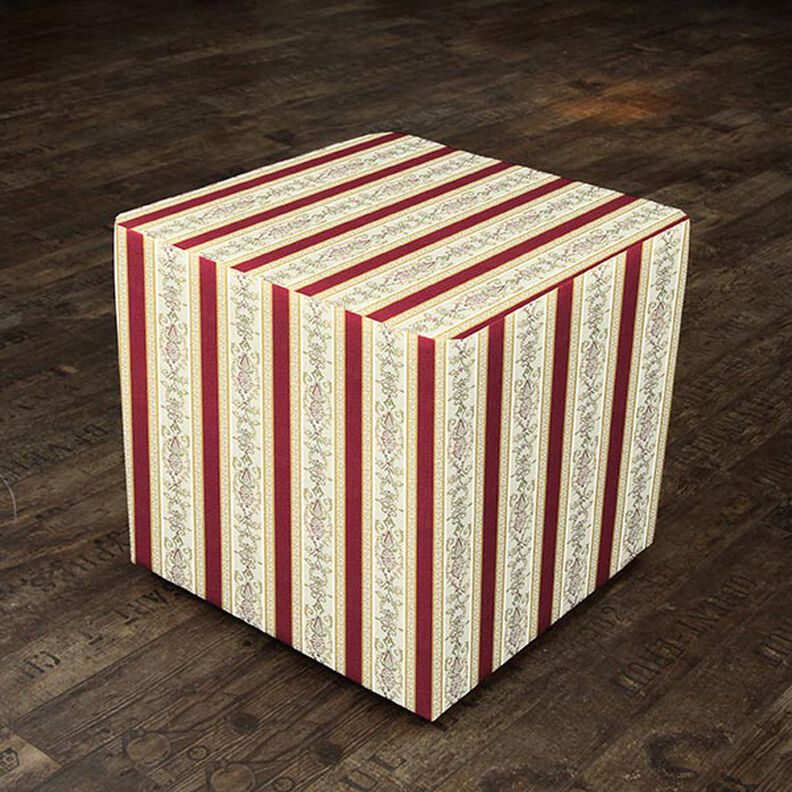 Tkanina meblowa żakardowa Biedermeier w paski – krem/czerwień,  image number 6