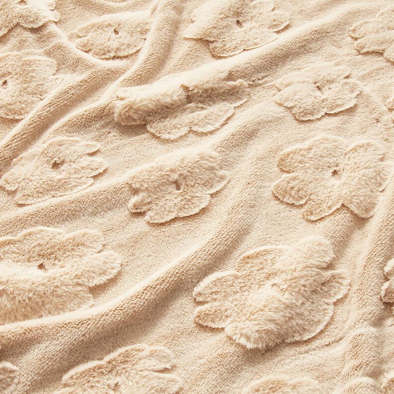 3D Sztuczne futerko Wzór kwiatowy – naturalny,  image number 2