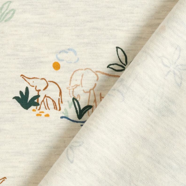 Dżersej bawełniany słonie w stepie | by Poppy – naturalny,  image number 4