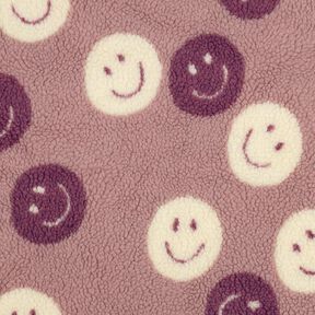 Puszysty plusz emotikony | Poppy Fabrics – ciemny brudny róż/mleczna biel,  Puszysty plusz emotikony | Poppy Fabrics – ciemny brudny róż/mleczna biel,
