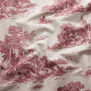 Tkanin dekoracyjna Half panama piknik pasterski – bordo/naturalny, 