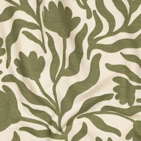 Dzianina dresowa drapana niebielona kwiaty | Poppy Fabrics – krem/khaki, 