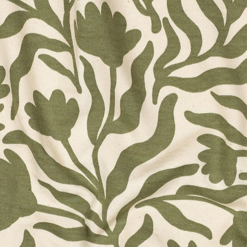 Dzianina dresowa drapana niebielona kwiaty | Poppy Fabrics – krem/khaki,  image number 2