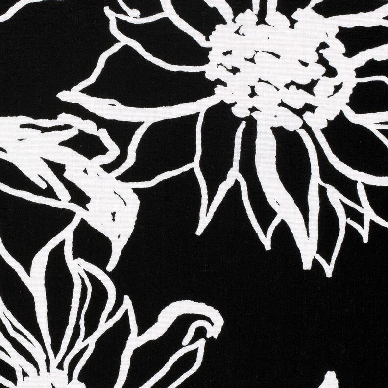Mieszanka wiskozy i lnu abstrakcyjne słoneczniki &ndash; czerń/biel | Resztka 60cm,  image number 5