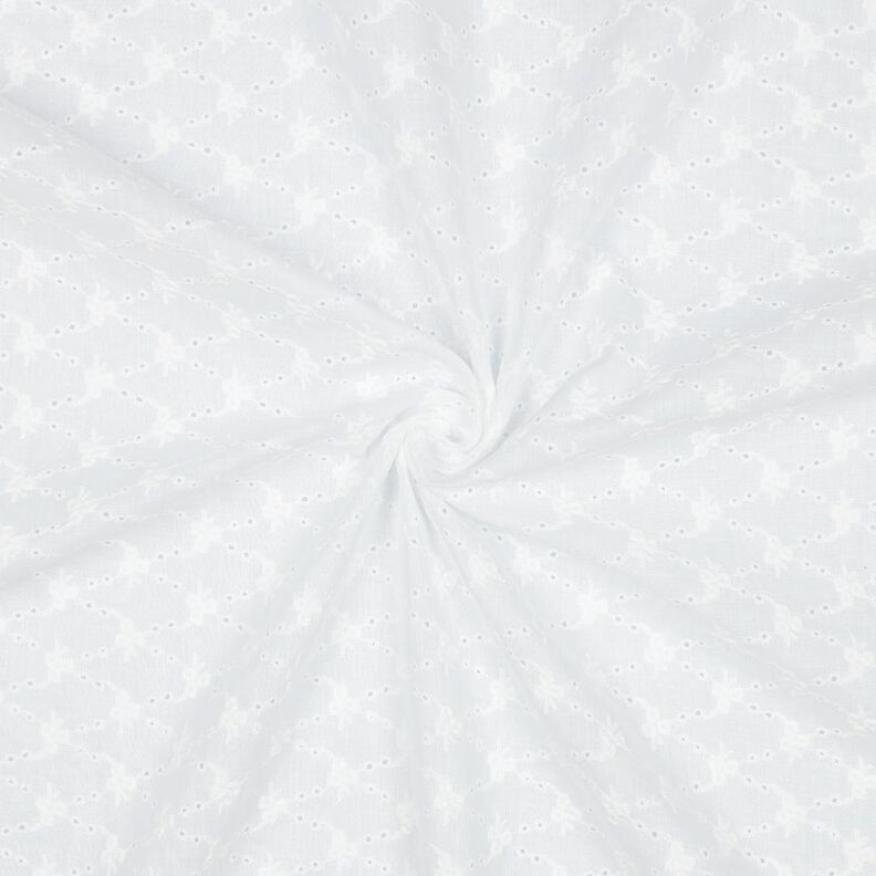 Tkanina bawełniana Haft angielski kwiatowe romby | Poppy Fabrics – biel,  image number 3