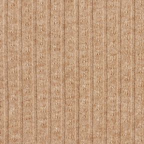 Dzianina swetrowa ażur szlachetne połyskujące paski – jasny brąz, 