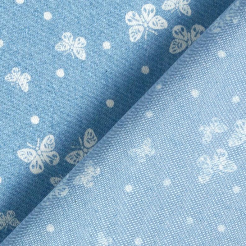 Chambray kropki i motyle – jasnoniebieski/mleczna biel,  image number 4