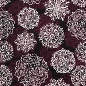 Dżersej bawełniany mandale | Glitzerpüppi – merlot/srebrnoszary, 